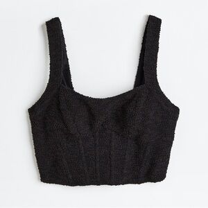 H&M | Black Textured-Weave Corset Top
